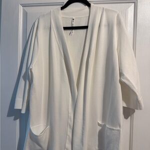 White Open Front Cardigan